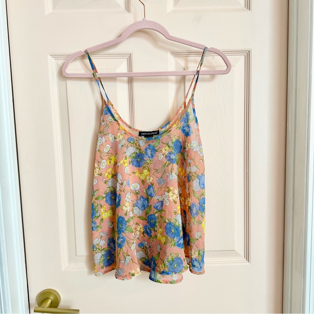 Pink and blue floral American dream cami